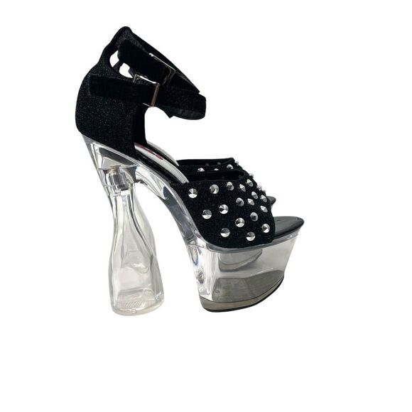 NEW Golden Bulls DETUX-02 studded clear heel‎ Platform heels Size 6 black - Picture 8 of 15